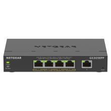 NETGEAR 5-Port Gigabit Ethernet High-Power PoE+ Plus Switch modelo GS305EPP, gestión L2/L3, velocidad 10/100/1000 Mbps, color negro. SKU GS305EPP-100PES