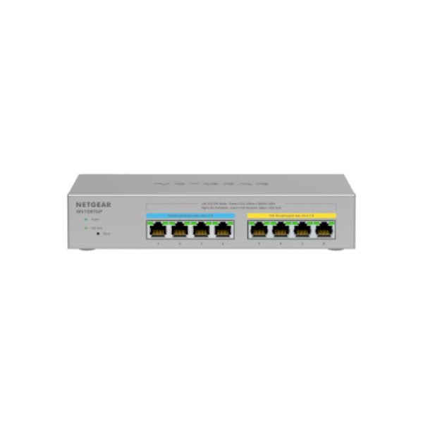 Carrito 3 Switch Netgear MS108TUP no administrado L2 2.5G Ethernet con Energía sobre Ethernet PoE en color gris, SKU MS108TUP-100EUS