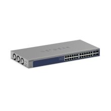 NETGEAR Switch Gestionado modelo XS724TM-100EUS con 24 puertos Gigabit Ethernet, compatible con capas L2, L3, y L4, color gris.