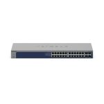NETGEAR Switch Gestionado modelo XS724TM-100EUS con 24 puertos Gigabit Ethernet, compatible con capas L2, L3, y L4, color gris.
