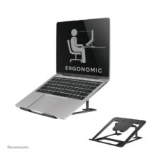 Imagen del soporte para portátil Neomounts NSLS085BLACK, plegable, compacto y universal, compatible con laptops de 10 a 17 pulgadas, SKU NSLS085BLACK