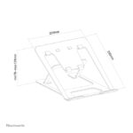 Neomounts soporte plegable y compacto para portátiles de 10 a 17 pulgadas, SKU NSLS085SILVER, ideal para ahorrar espacio y mejorar la ergonomía