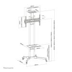 Carro para TV de 32 a 70 pulgadas Neomounts, modelo PLASMA-M1700E, con ajuste de altura y ruedas para movilidad.