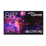 Pizarra blanca interactiva Optoma de 86 pulgadas con resolución 3840 x 2160 píxeles, pantalla táctil y puertos USB. SKU: H1F0H08BW101