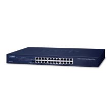 Imagen del switch no administrado Fast Ethernet PLANET FNSW-2401 con 24 puertos de 10/100 Mbps y diseño 1U en color azul. SKU: FNSW-2401