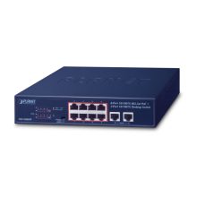 Switch no administrado Fast Ethernet PLANET FSD-1008HP con PoE, 1U, azul con 8 puertos RJ45 que soporta alimentación por Ethernet