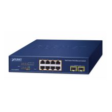 Switch PLANET 8 ports 10/100/1000T con tecnología 802.3at, gestionado L2, color azul, SKU GS-2210-8P2S