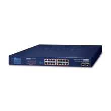 Switch no administrado PLANET GSW-1820VHP con 18 puertos Gigabit Ethernet, soporte PoE y tamaño 1U. SKU: GSW-1820VHP