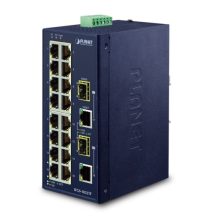 Imagen del PLANET IFGS-1822TF, un switch no administrado Fast Ethernet azul con 18 puertos 10/100