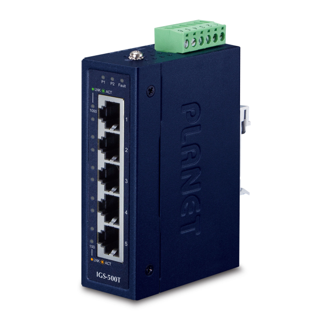 PLANET Switch No Administrado Gigabit Ethernet Azul con Alta Velocidad de Conexión Switch no administrado PLANET IGS-500T Gigabit Ethernet 10/100/1000 azul, ideal para conexión de red rápida y eficiente