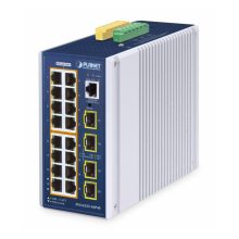Switch gestionado L3 Gigabit Ethernet 10/100/1000 PLANET IGS-6325-16P4S en aluminio y azul con soporte PoE