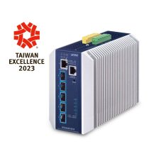 PLANET IGS-6325-5X1T, switch industrial layer 3 5 puertos gestionado, 10G Ethernet, estructura de aluminio azul