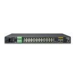 Switch gestionado L3 Gigabit Ethernet PLANET modelo IGSW-24040T con 24 puertos 10/100/1000, en color negro y formato 1U
