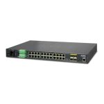 Switch gestionado L3 Gigabit Ethernet PLANET modelo IGSW-24040T con 24 puertos 10/100/1000, en color negro y formato 1U
