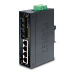 Imagen del PLANET ISW-621S15, un switch no administrado L2 Fast Ethernet negro con 6 puertos 10/100