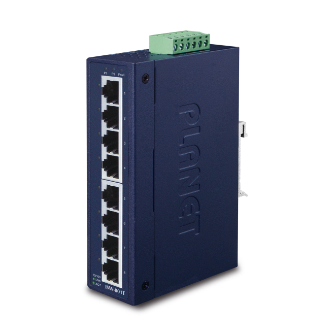 PLANET Switch No Administrado L2 Fast Ethernet Azul, 8 Puertos Switch No Administrado L2 Fast Ethernet PLANET ISW-801T con 8 puertos, color azul