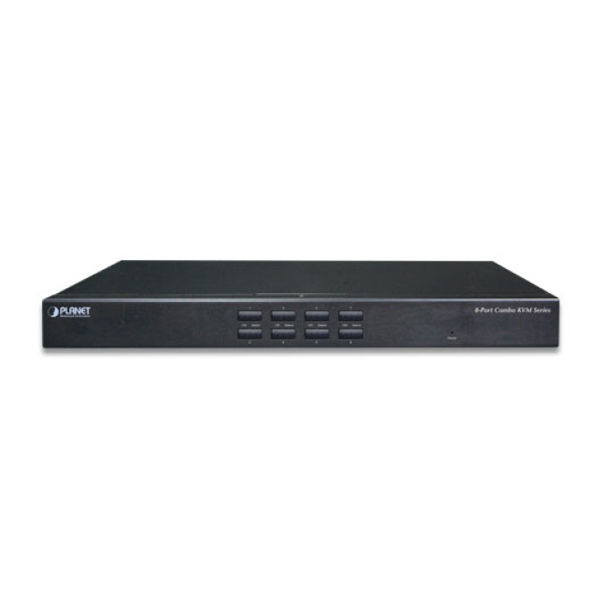 PLANET KVM-210-08 interruptor KVM Montaje en rack Negro 1 PLANET KVM-210-08 interruptor KVM Montaje en rack Negro frontal