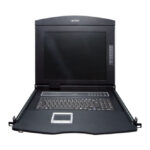 Vista frontal del interruptor KVM PLANET KVM-210-08M con capacidad de montaje en rack. SKU: KVM-210-08M