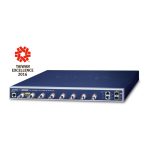 Imagen del switch gestionado PLANET LRP-822CS con Gigabit Ethernet, energía sobre Ethernet (PoE) y tamaño 1U en color azul.