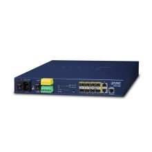 Imagen del PLANET MGSD-10080F, un switch gestionado L2+ de color azul con soporte 1U y 8 puertos SFP. SKU: MGSD-10080F