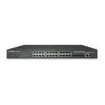 Imagen del switch gestionado PLANET SGS-6341-24T4X con 24 puertos Gigabit Ethernet, ideal para redes avanzadas. SKU: SGS-6341-24T4X
