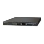 Imagen del switch gestionado PLANET SGS-6341-24T4X con 24 puertos Gigabit Ethernet, ideal para redes avanzadas. SKU: SGS-6341-24T4X