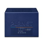 Vista frontal del switch Fast Ethernet PLANET UPOE-400 con soporte PoE en color azul (UPOE-400)