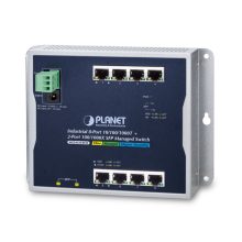 Switch gestionado L2 de PLANET, modelo WGS-4215-8T2S, con capacidad Gigabit Ethernet (10/100/1000), color negro.