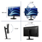 Pantalla Philips 3000 series de 24.1 pulgadas, resolución 1920 x 1200 Pixeles WUXGA, color negro. SKU: 24B2U3301D/00