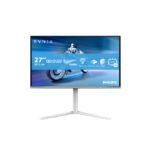 Pantalla para PC Philips Evnia 6000, modelo 27M2N6501L/00, con una medida de 67.3 cm, resolución 2560 x 1440 Pixeles Quad HD, tecnología QD-OLED, en color blanco.