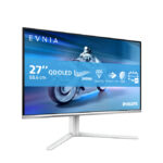 Pantalla para PC Philips Evnia 6000, modelo 27M2N6501L/00, con una medida de 67.3 cm, resolución 2560 x 1440 Pixeles Quad HD, tecnología QD-OLED, en color blanco.