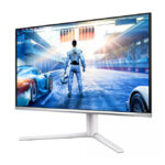 Pantalla para PC Philips Evnia 6000, modelo 27M2N6501L/00, con una medida de 67.3 cm, resolución 2560 x 1440 Pixeles Quad HD, tecnología QD-OLED, en color blanco.