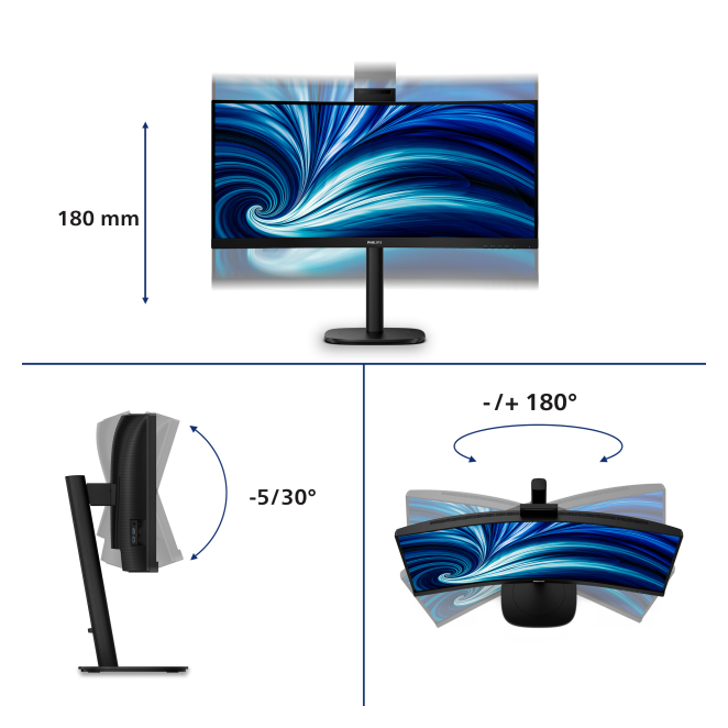 Philips 3000 series 34B2U3600CH/00 pantalla para PC 86,4 cm (34″) 3440 x 1440 Pixeles Wide Quad HD LCD Negro 3 Philips 34B2U3600CH/00 pantalla oficina