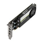 Imagen de la tarjeta gráfica PNY modelo NVIDIA T1000 con 4 GB de memoria GDDR6, SKU VCNT1000-SB. Ideal para tareas gráficas intensivas