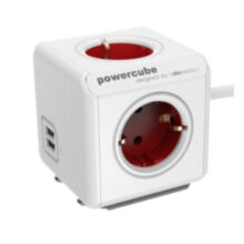 Base múltiple Allocacoc de 1,5 metros de longitud con 4 salidas AC en colores rojo y blanco, SKU 1406RD/DEEUPC