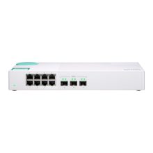 Imagen del Switch No Administrado QNAP QSW-308S Gigabit Ethernet blanco con 3 puertos SFP y 8 puertos RJ45. SKU: QSW-308S