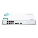 Imagen del Switch No Administrado QNAP QSW-308S Gigabit Ethernet blanco con 3 puertos SFP y 8 puertos RJ45. SKU: QSW-308S