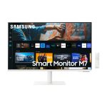 Imagen del Samsung M70C, pantalla para PC de 32 pulgadas, resolución 3840 x 2160 píxeles, 4K Ultra HD LED, modelo LS32CM703UUXEN, color blanco.