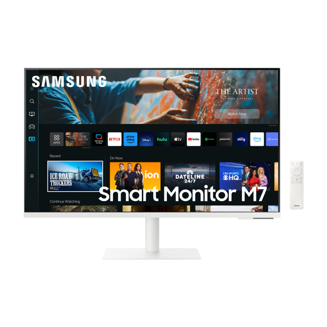 Samsung M70C monitor 4K Ultra HD LED blanco Imagen del Samsung M70C, pantalla para PC de 32 pulgadas, resolución 3840 x 2160 píxeles, 4K Ultra HD LED, modelo LS32CM703UUXEN, color blanco.