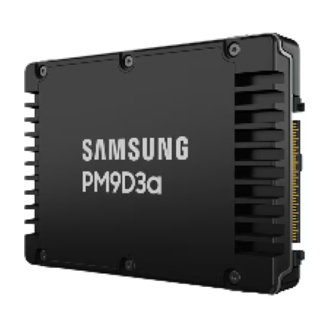 Samsung SSD PM9D3a 1.92TB PCI Express 5.0 Samsung PM9D3a SSD con almacenamiento de 1.92 TB, formato 2.5 pulgadas y conexión PCI Express 5.0, SKU MZWL61T9HFLT-00AW7