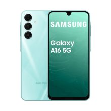Samsung Galaxy A16 5G en color verde con ranura híbrida, pantalla de 17 cm, 4GB RAM, 128GB almacenamiento y batería de 5000 mAh, SKU SM-A166BLGDEUB.