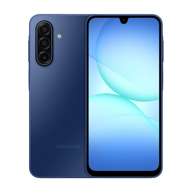 Samsung Galaxy A17 5G con pantalla de 6.7 pulgadas y batería de 5000 mAh Samsung Galaxy A17 5G azul con pantalla de 6.7 pulgadas, 4 GB de RAM, 128 GB de almacenamiento, cámara dual, batería de 5000 mAh, USB Tipo C y Android 15. SKU: SM-A176BZBAEUE