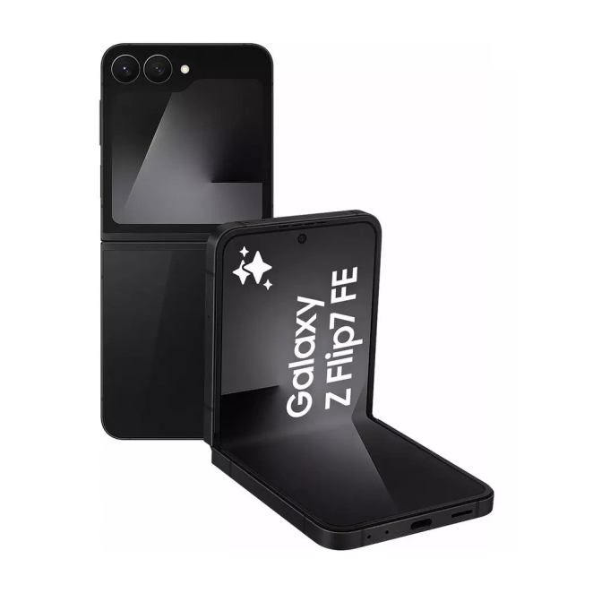 Samsung Galaxy Z Flip7 FE 5G con pantalla de 6.7 pulgadas y 256GB de almacenamiento Samsung Galaxy Z Flip7 FE negro, pantalla de 6.7 pulgadas, dual SIM, Android 16.0, 5G, USB Tipo C, 8GB RAM, 256GB almacenamiento, batería de 4000 mAh, SKU SM-F761BZKHEUB