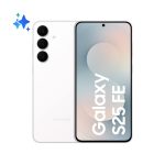Samsung Galaxy S25 FE 5G en color blanco con pantalla de 6.7 pulgadas, Dual SIM, USB Tipo C, 8 GB de RAM, 128 GB de almacenamiento y batería de 4900 mAh. SKU SM-S731BZWDEUE