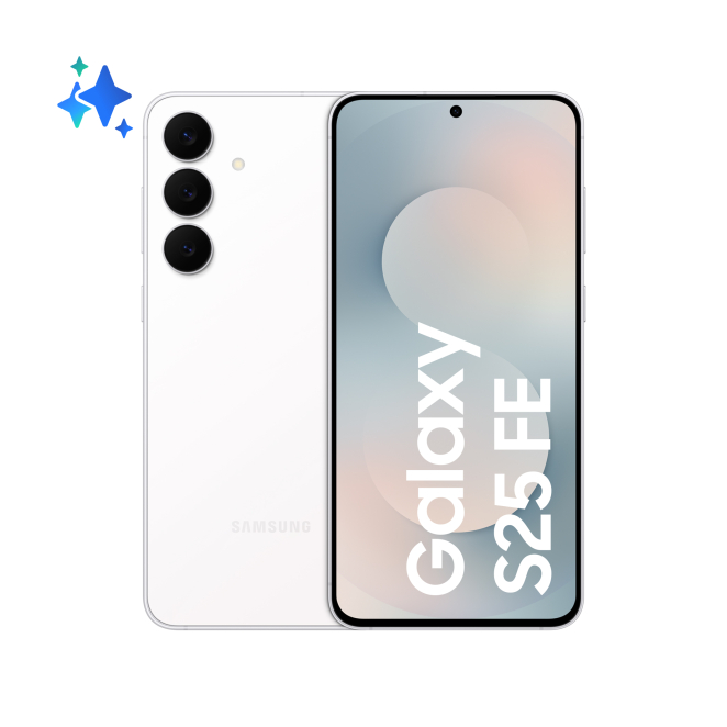 Samsung Galaxy S25 FE 5G Blanco con 256 GB y pantalla de 6.7 pulgadas Samsung Galaxy S25 FE 5G con pantalla de 6.7 pulgadas, USB Tipo C, 8 GB de RAM, 256 GB de almacenamiento y batería de 4900 mAh. SKU: SM-S731BZWGEUE