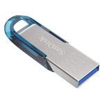 Unidad flash USB SanDisk Ultra Flair de 128 GB, compatible con USB tipo A 3.2 Gen 1, color azul y plata, SKU SDCZ73-128G-G46B