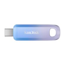 SanDisk Creator unidad flash USB de 256 GB con conector USB Tipo C 3.2 Gen 1, en colores azul y lila, SKU SDCZ75C-256G-G46