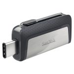 Unidad flash SanDisk Ultra Dual Drive USB Type-C de 64GB con conectores USB Type-A y USB Type-C 3.2 Gen 1 en colores negro y plata, SKU SDDDC2-064G-G46