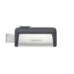 Unidad flash SanDisk Ultra Dual Drive USB Type-C de 64GB con conectores USB Type-A y USB Type-C 3.2 Gen 1 en colores negro y plata, SKU SDDDC2-064G-G46