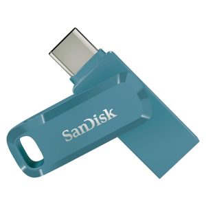 SanDisk Ultra Dual Drive Go USB de 64GB en color azul con conectores USB Type-A y USB Type-C, modelo SDDDC3-064G-G46NBB
